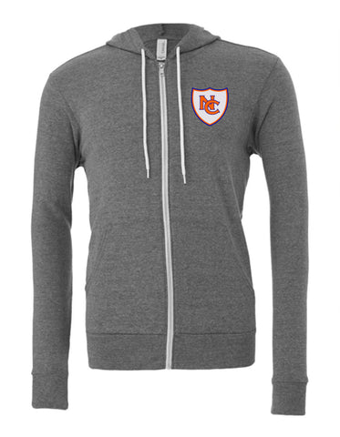 NC Soccer Shield Embroidered (Bella Canvas Full-Zip Hoodie)