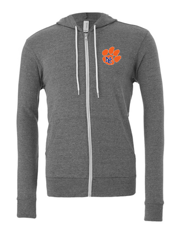 Cougar Paw Embroidered (Bella Canvas Full-Zip Hoodie)